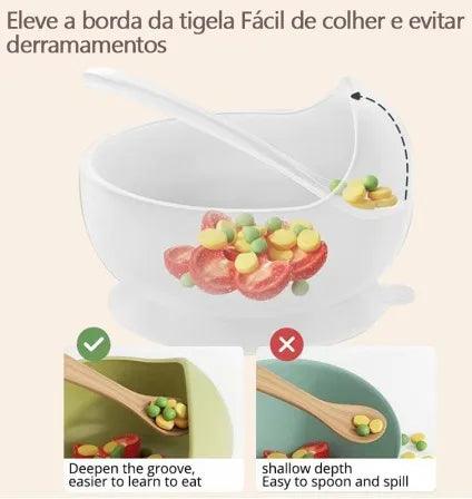 Kit de Alimentação Silicone 8 Peças – Prato, Babador, Copo e Talheres