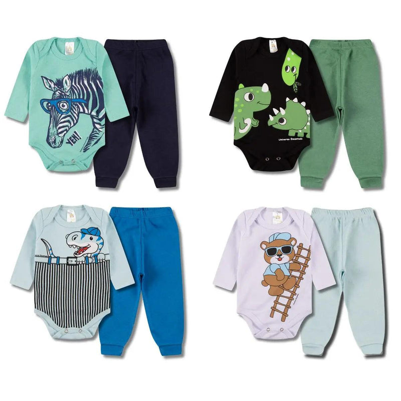 Kit 10 Peças Roupas de Bebê - 5 Bodys + 5 Calças