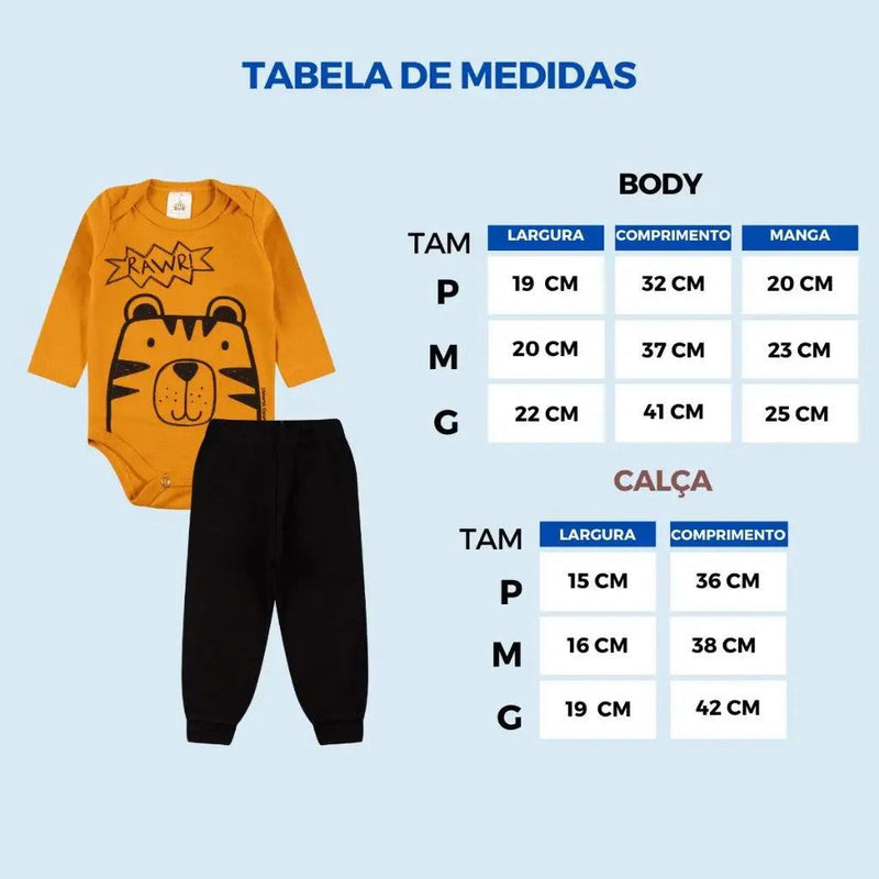 Kit 10 Peças Roupas de Bebê - 5 Bodys + 5 Calças