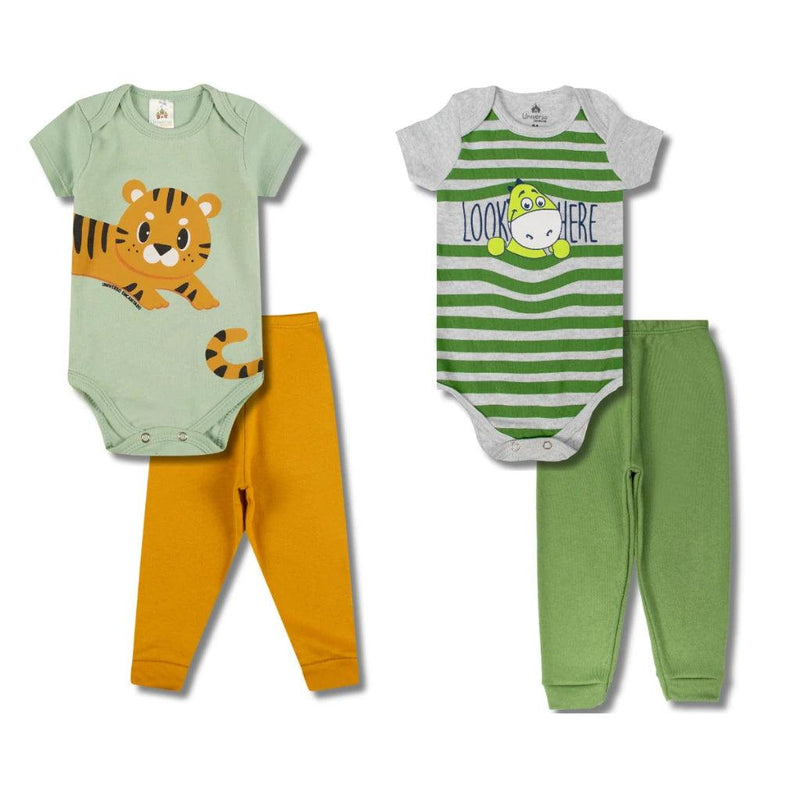 Kit 12 Peças Roupas Bebê Menino (6 Bodys + 6 Calças)