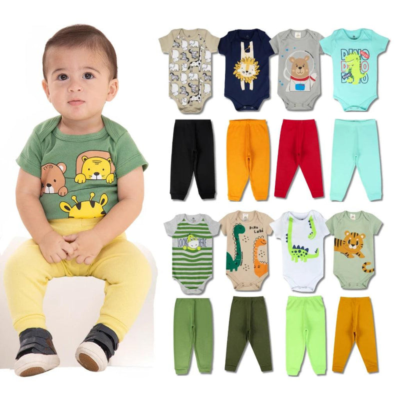 Kit 12 Peças Roupas Bebê Menino (6 Bodys + 6 Calças)